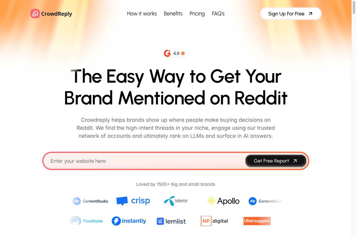 CrowdReply homepage screenshot